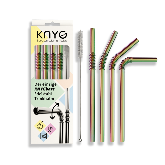 Trinkhalme biegbar 4er Set Rainbow
