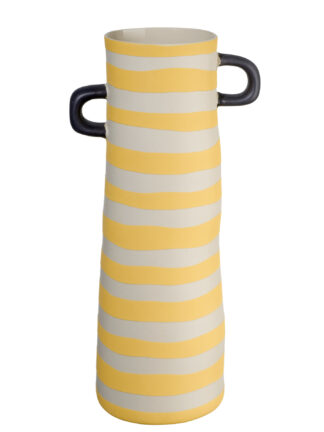 RAYU Vase 28cm gestreift gelb