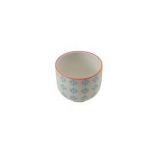 Becher 6cm blau, Rand rot
