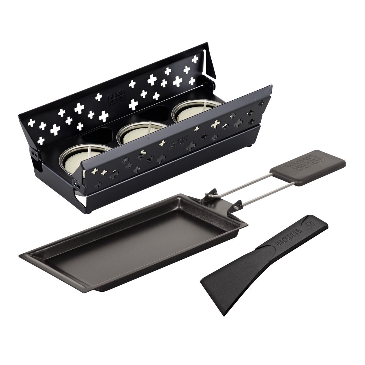Raclette Set Mini "Schweizerkreuz" schwarz