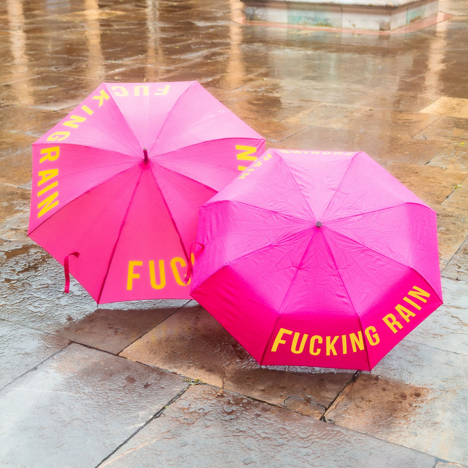 Taschen-Regenschirm Fucking rain pink – Bild 5