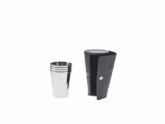 Trinkbecher mit Lederetui croco schwarz